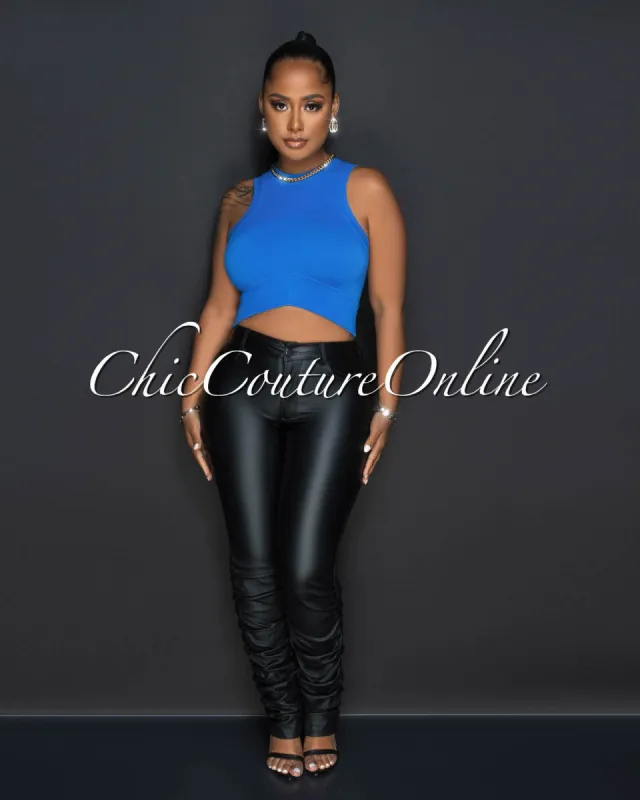 *Jordyn Black Vegan Leather Cargo Ruched Pants sold by Chic Couture