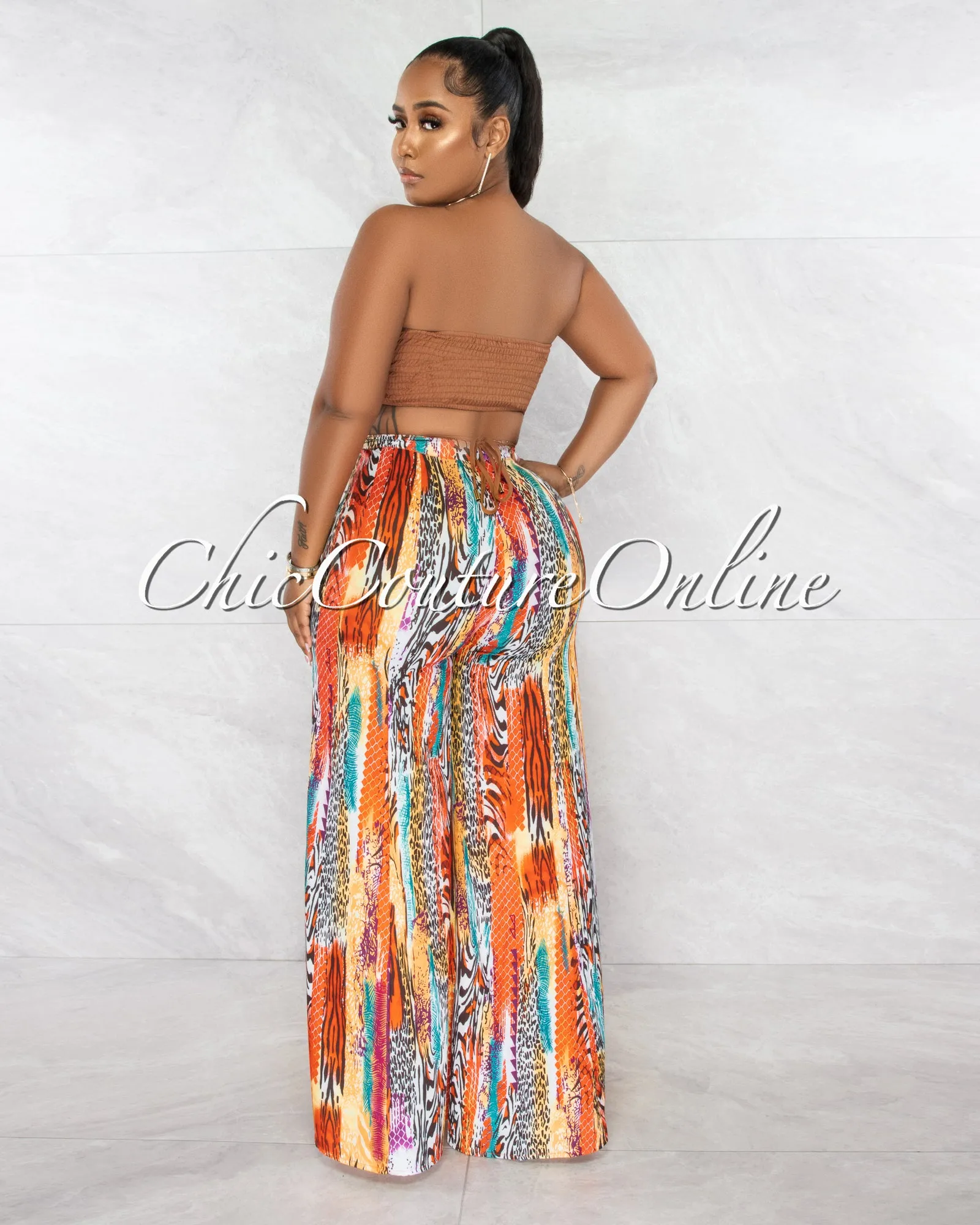 *Kemker Brown Gold Accent Top & Multi-Color Pants Set sold by Chic Couture product image thumbnail 3