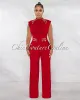 Jazelle Red Gold Link Lace-Up Jumpsuit sold by Chic Couture