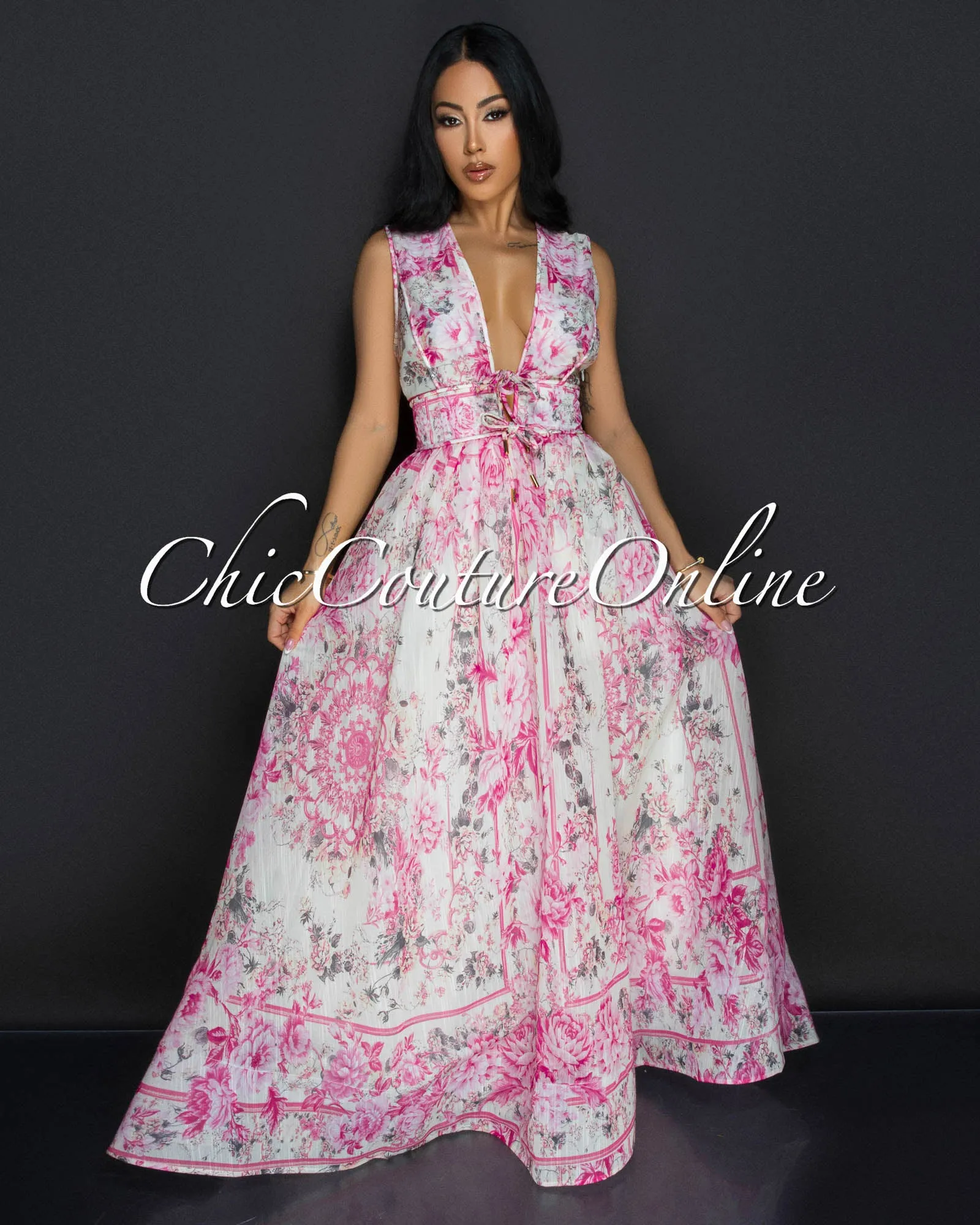 Calla Pink Floral Print Maxi Dress sold by Chic Couture product image thumbnail 3
