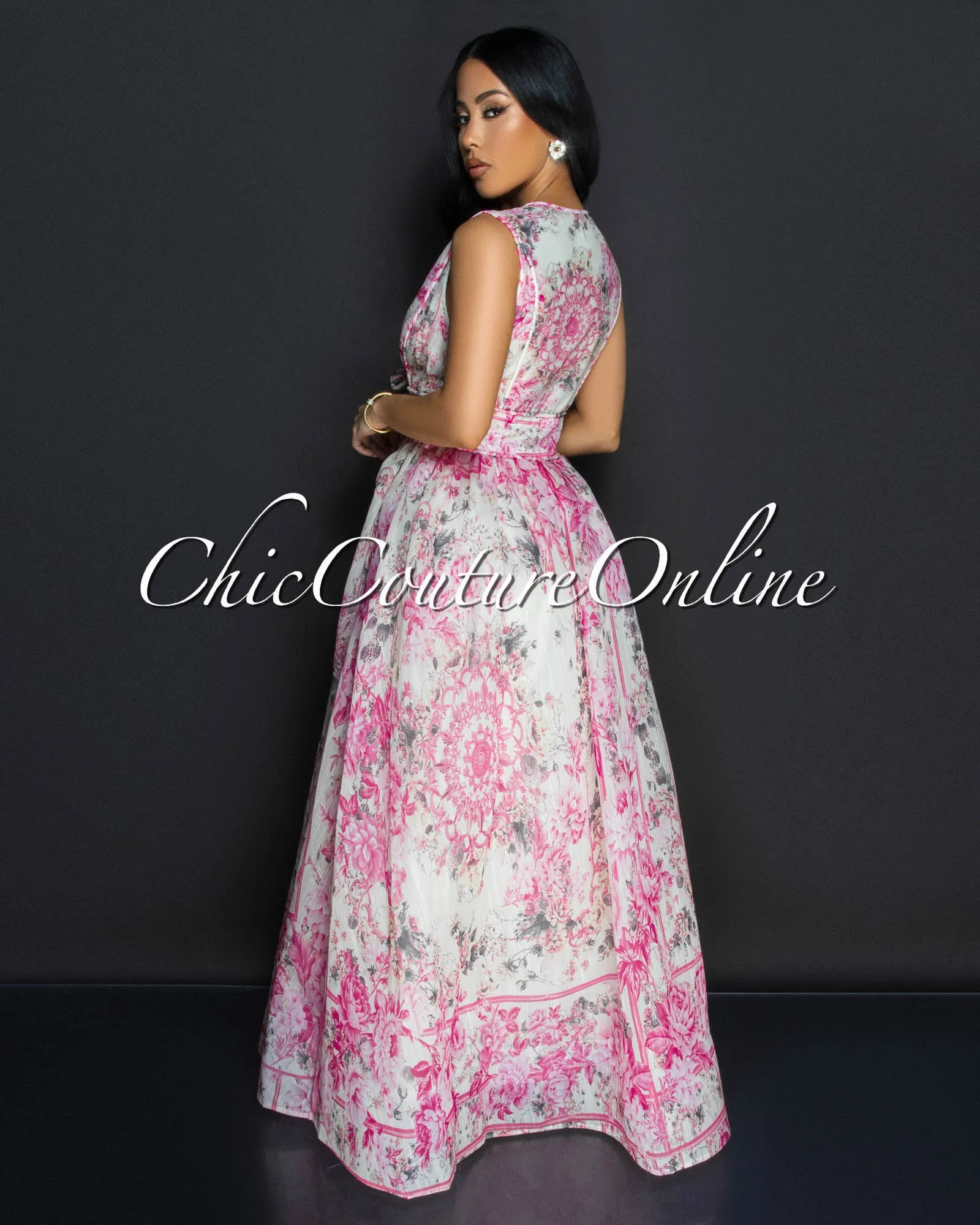 Calla Pink Floral Print Maxi Dress sold by Chic Couture product image thumbnail 4
