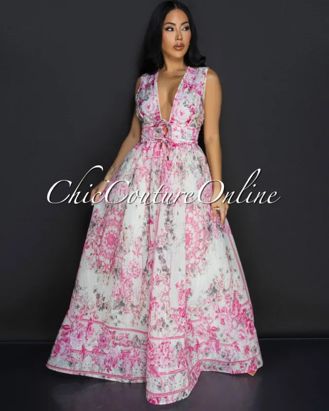 Calla Pink Floral Print Maxi Dress sold by Chic Couture