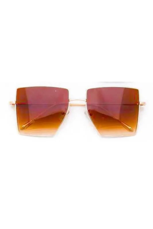Jaxyn Brown Gradient Square Lens Iconic Sunglasses sold by Chic Couture