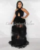 *Pleasant Black Halter Tulle Ruffle Maxi Dress sold by Chic Couture
