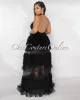 *Pleasant Black Halter Tulle Ruffle Maxi Dress sold by Chic Couture