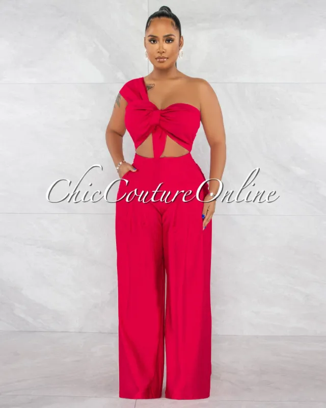 *Paris Fuchsia Knotted Crop Top & Wide Pants Set sold by Chic Couture