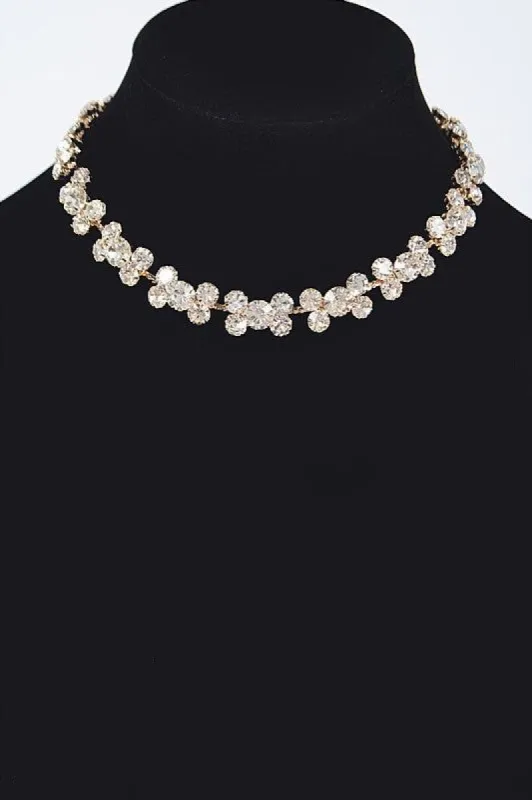 Karmen Gold Rhinestone Necklace sold by Chic Couture