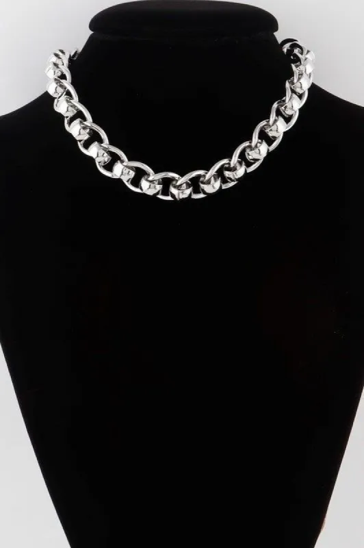 Kaylie Silver Curb Chain Necklace sold by Chic Couture