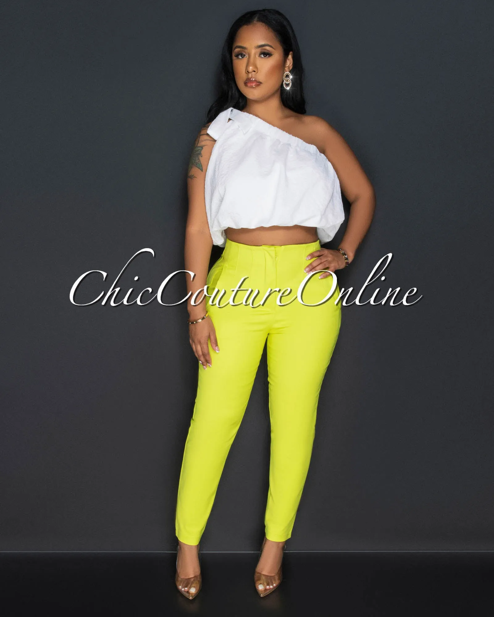 *Avril Lime High Waist Trouser Pants sold by Chic Couture
