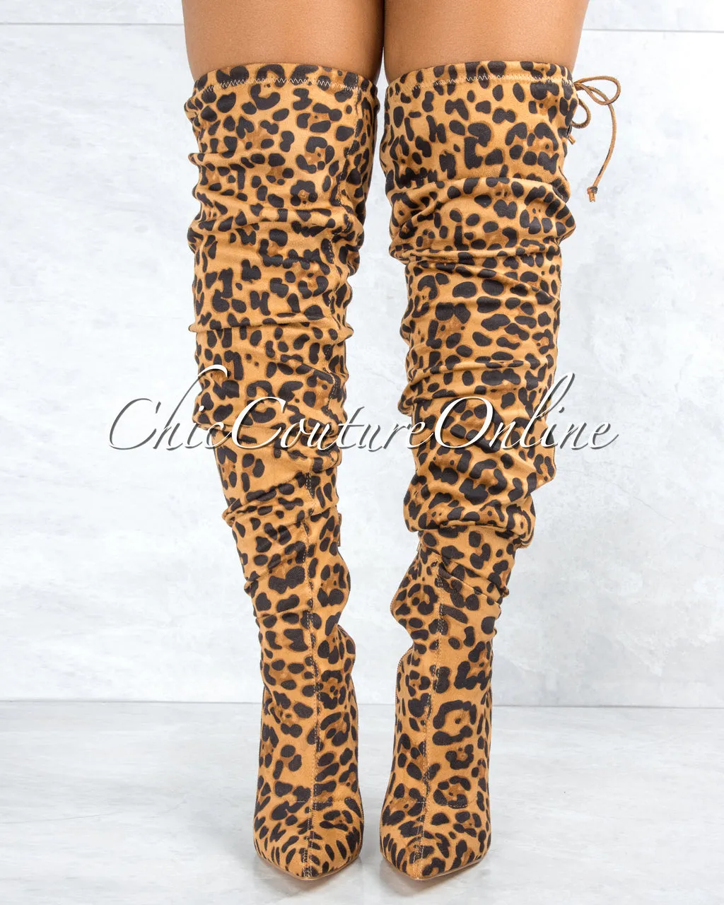*Vogue Leopard Faux Suede Over-The-Knee Boots sold by Chic Couture product image thumbnail 4