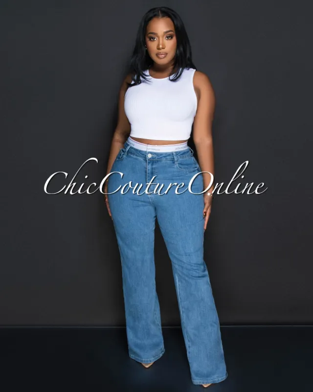 Franky Medium Denim Wide Legs Jeans sold by Chic Couture