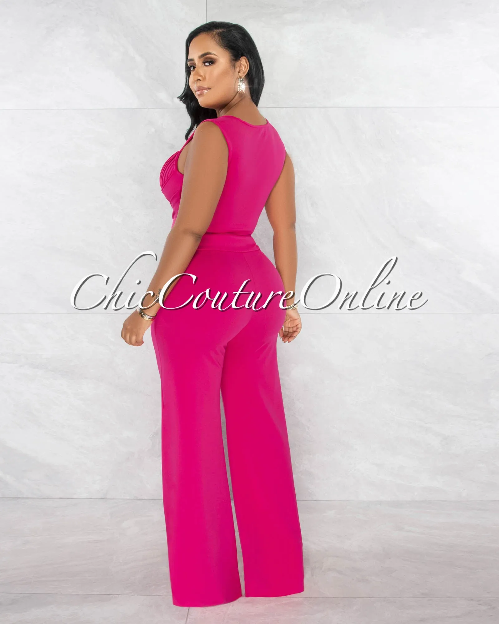 *Brucie Fuchsia Gold Accent Top & Pants Set sold by Chic Couture product image thumbnail 3