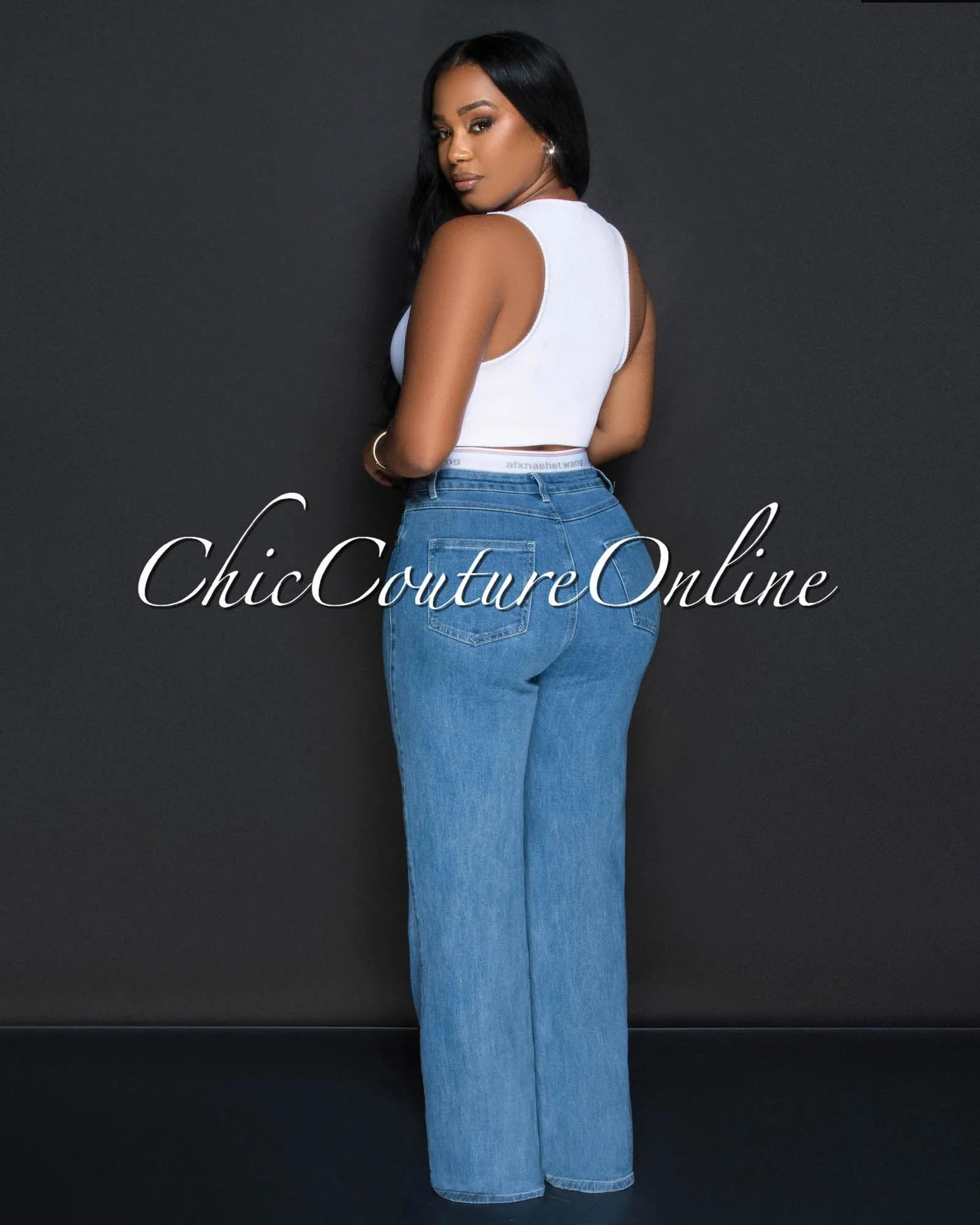 *Franky Medium Denim Wide Legs Jeans sold by Chic Couture product image thumbnail 3