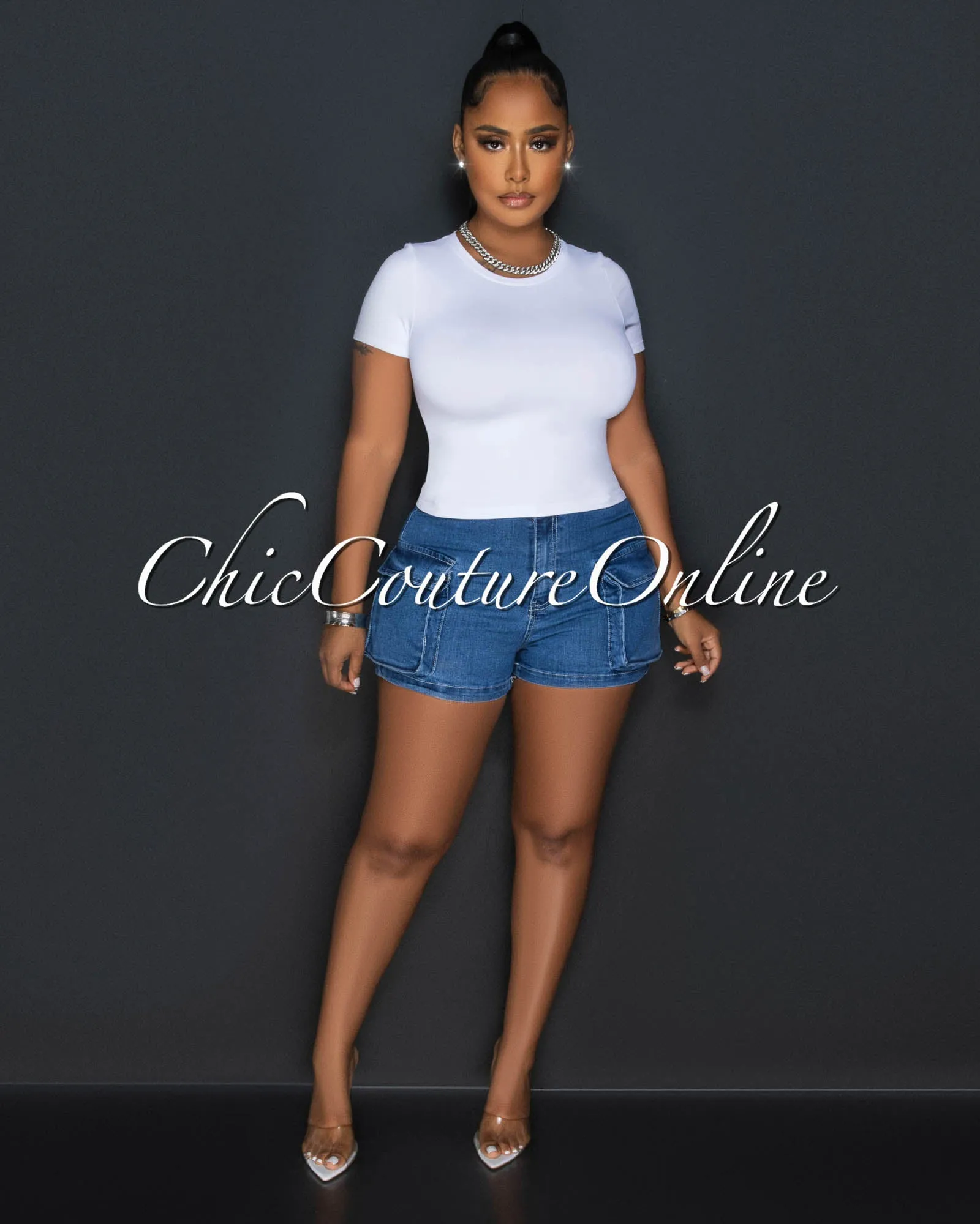 Lona White Round Neck Crop Top sold by Chic Couture product image thumbnail 2