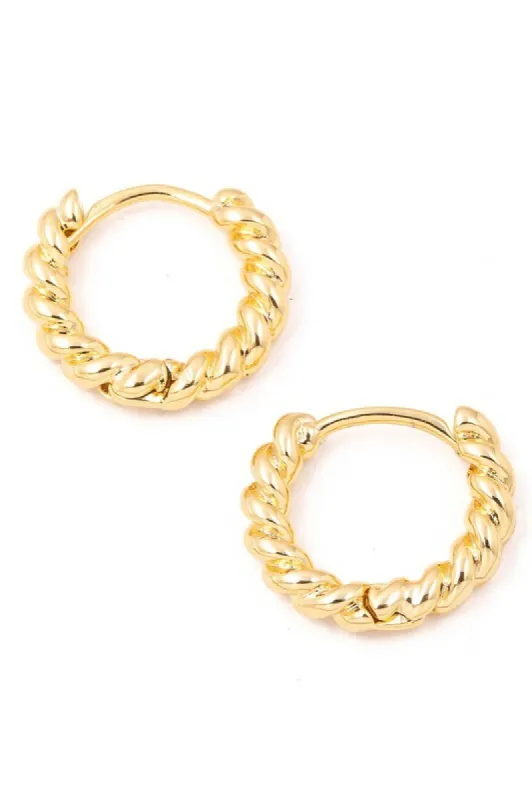 *Donna Gold Solid Twisted Metallic Hoop Earrings sold by Chic Couture