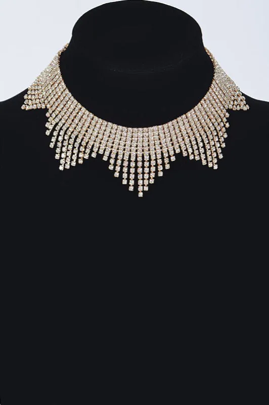 *Trey Gold Rhinestone Drop Choker Necklace sold by Chic Couture