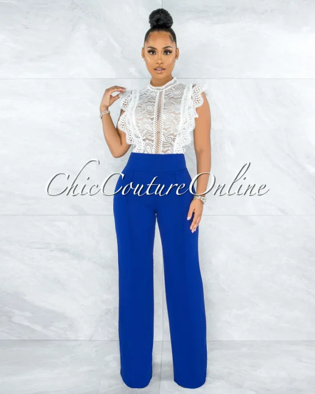 Marcie Royal Blue High Waist Straight Legs Pants sold by chic