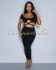 *Milenna Black Crop Top & Leggings Ribbed Sculpting Set sold by Chic Couture