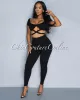 *Milenna Black Crop Top & Leggings Ribbed Sculpting Set sold by Chic Couture