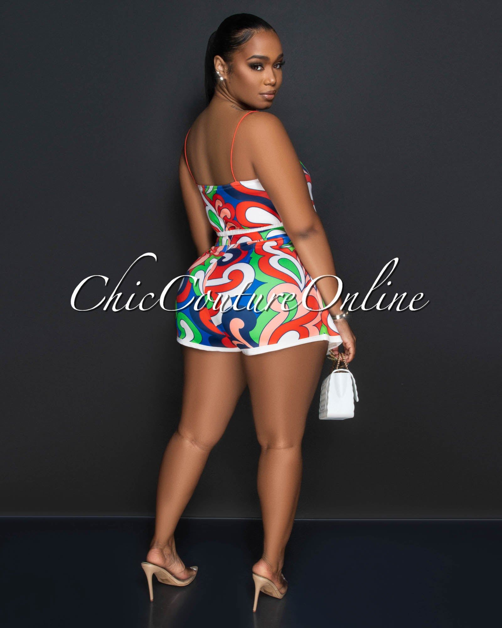 Naty Multi-Color Print Crop Top & Mini Pleated Skirt Set sold by Chic Couture product image thumbnail 4