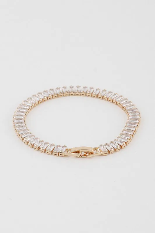Courtney Gold Wide Crystal Bracelet sold by Chic Couture