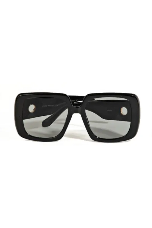 Kora Black Acetate Square Frame Sunglasses sold by Chic Couture