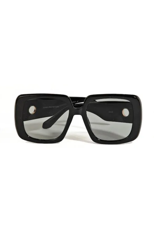 Kora Black Acetate Square Frame Sunglasses sold by Chic Couture