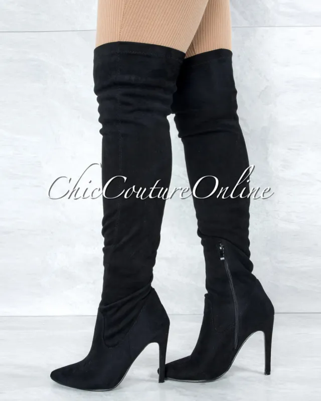 *Vogue Black Faux Suede Over-The-Knee Boots sold by Chic Couture