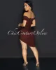 *Linna Brown Ruched Off-The Shoulder Dress sold by Chic Couture