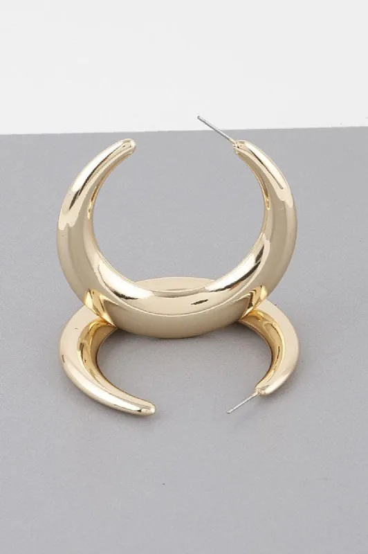 Julissa Gold Crescent Moon Hoop Earrings sold by Chic Couture