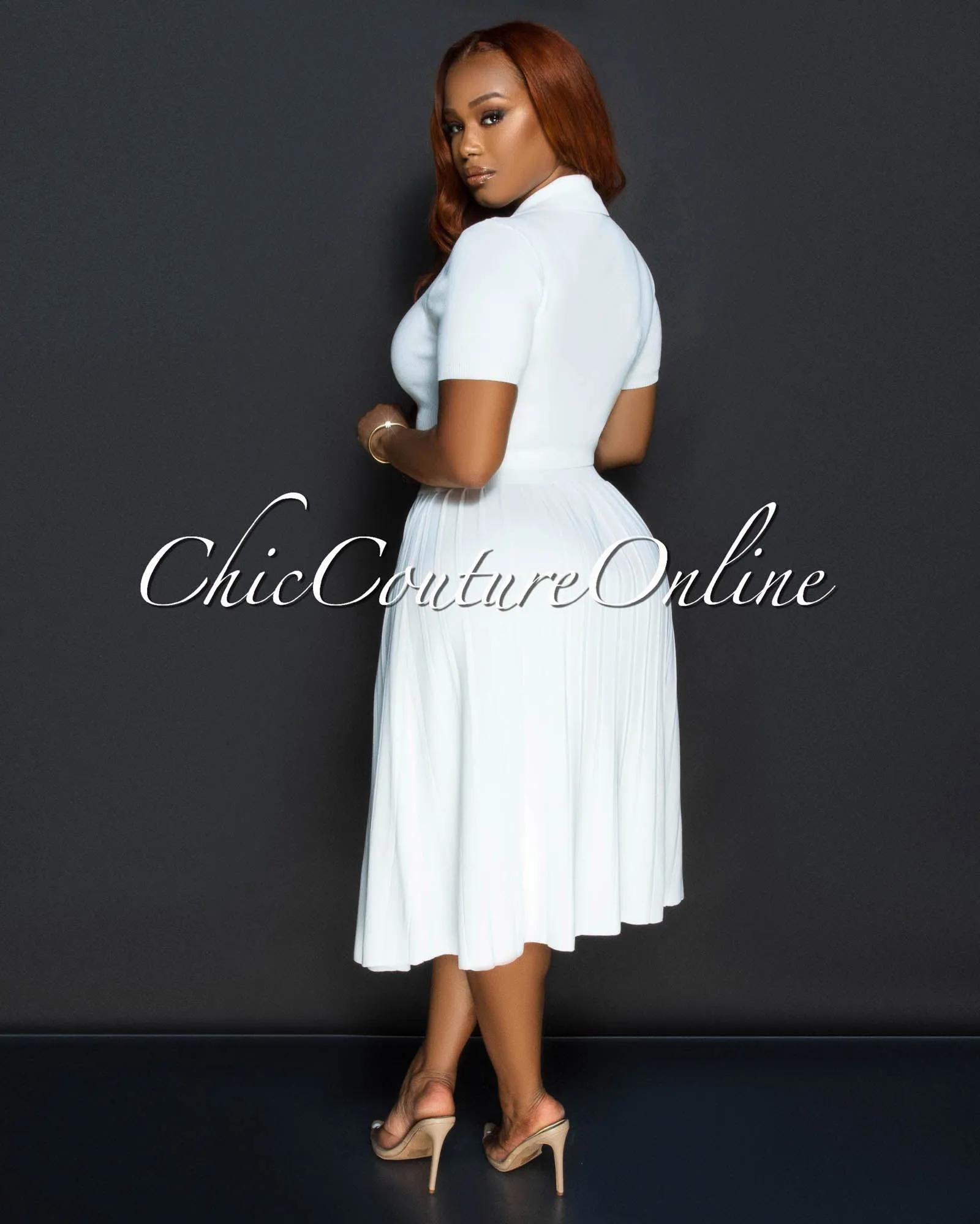 Senna White Tennis Crop Top & Skirt Set sold by Chic Couture product image thumbnail 3