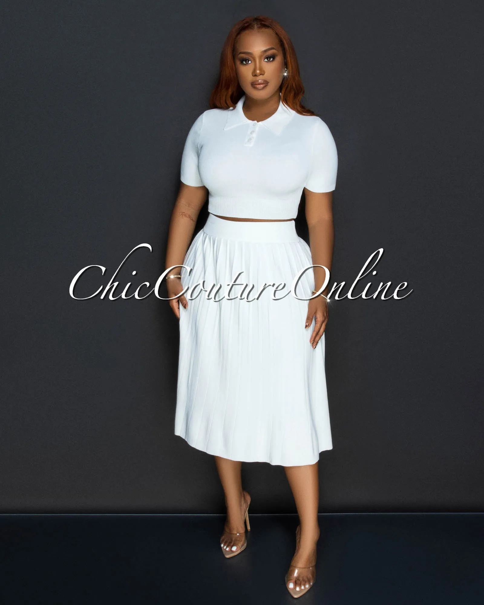 Senna White Tennis Crop Top & Skirt Set sold by Chic Couture product image thumbnail 2
