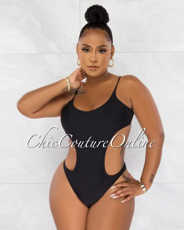 *Torie Black Cut Out Strap Back Monokini sold by Chic Couture