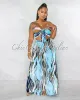 *Rickie Blue Multi-Color Print Crop Top & Wide Pants Set sold by Chic Couture