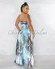 *Rickie Blue Multi-Color Print Crop Top & Wide Pants Set sold by Chic Couture