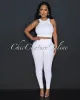 Cindy White Racer Crop Top & Leggings Sculpting Set sold by Chic Couture