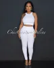 Cindy White Racer Crop Top & Leggings Sculpting Set sold by Chic Couture