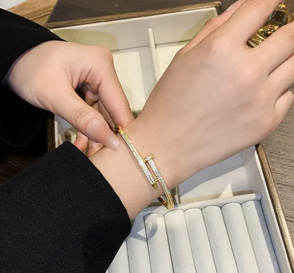 Maddy Sparkly Pave Nail Bracelet sold by Chic Couture