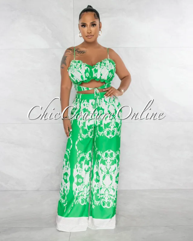 *Anthony Green Ruched Tied Top & Wide Pants Set sold by Chic Couture