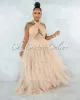 *Angelica Nude Tulle Halter Ruffle Maxi Dress sold by Chic Couture