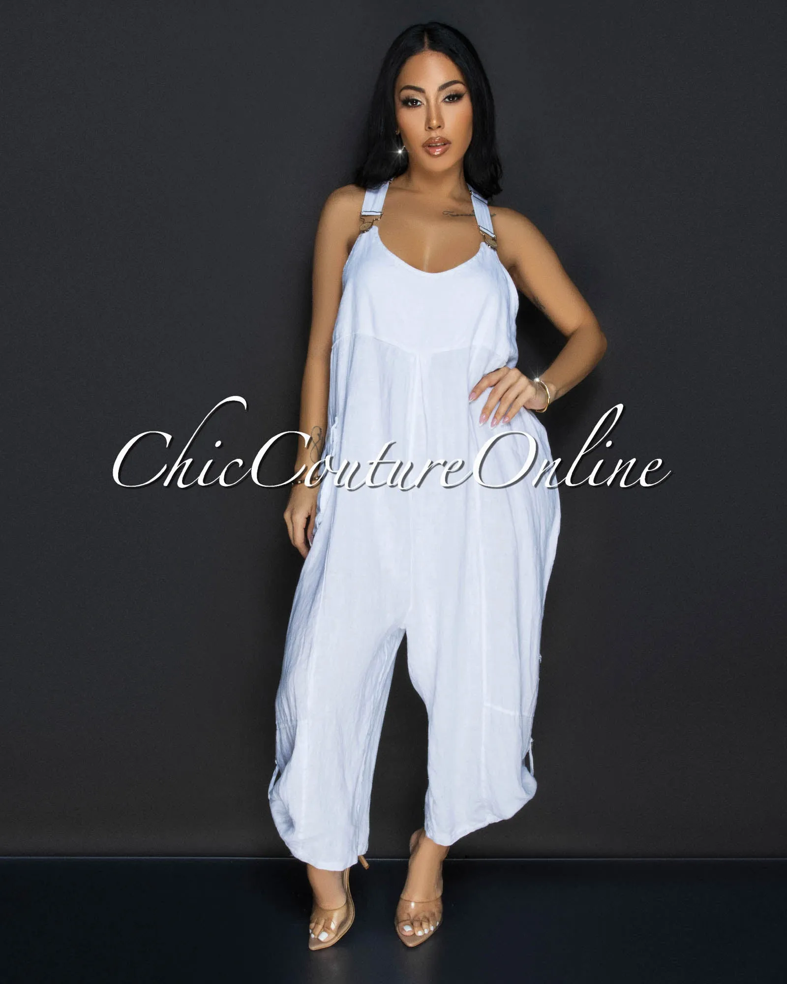 Panuma White Linen Jumpsuit sold by Chic Couture product image thumbnail 2