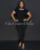 Sharana Black White Trim Crop Top & Leggings Ribbed Sculpting Set sold by Chic Couture