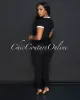 Sharana Black White Trim Crop Top & Leggings Ribbed Sculpting Set sold by Chic Couture