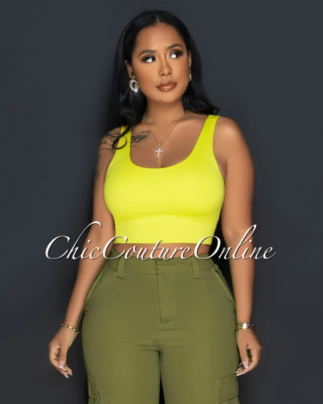 Radia Neon Green Back Cut-Out Crop Top sold by Chic Couture