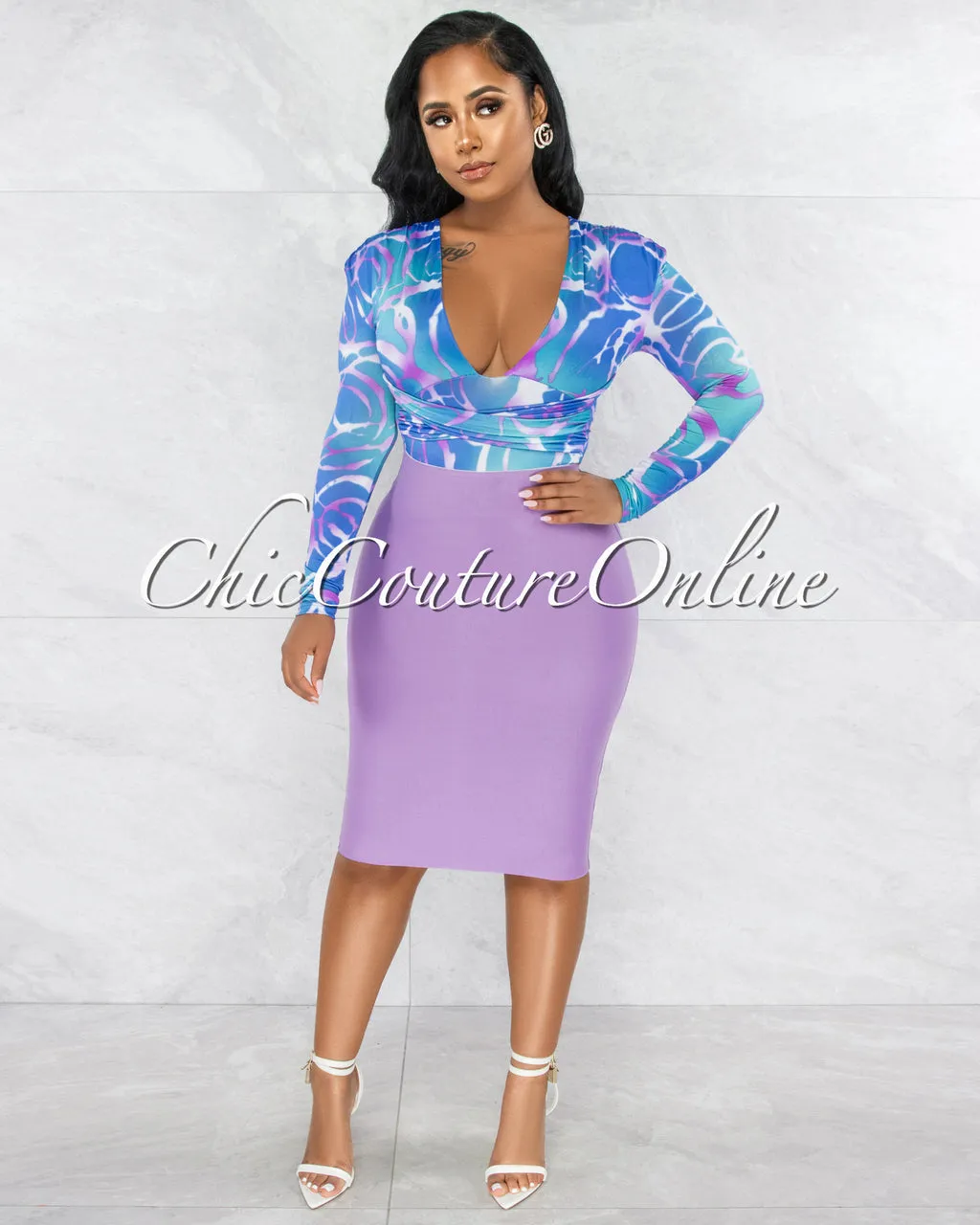 *Joseph Lavender Elastic Bandage Skirt sold by Chic Couture product image thumbnail 3