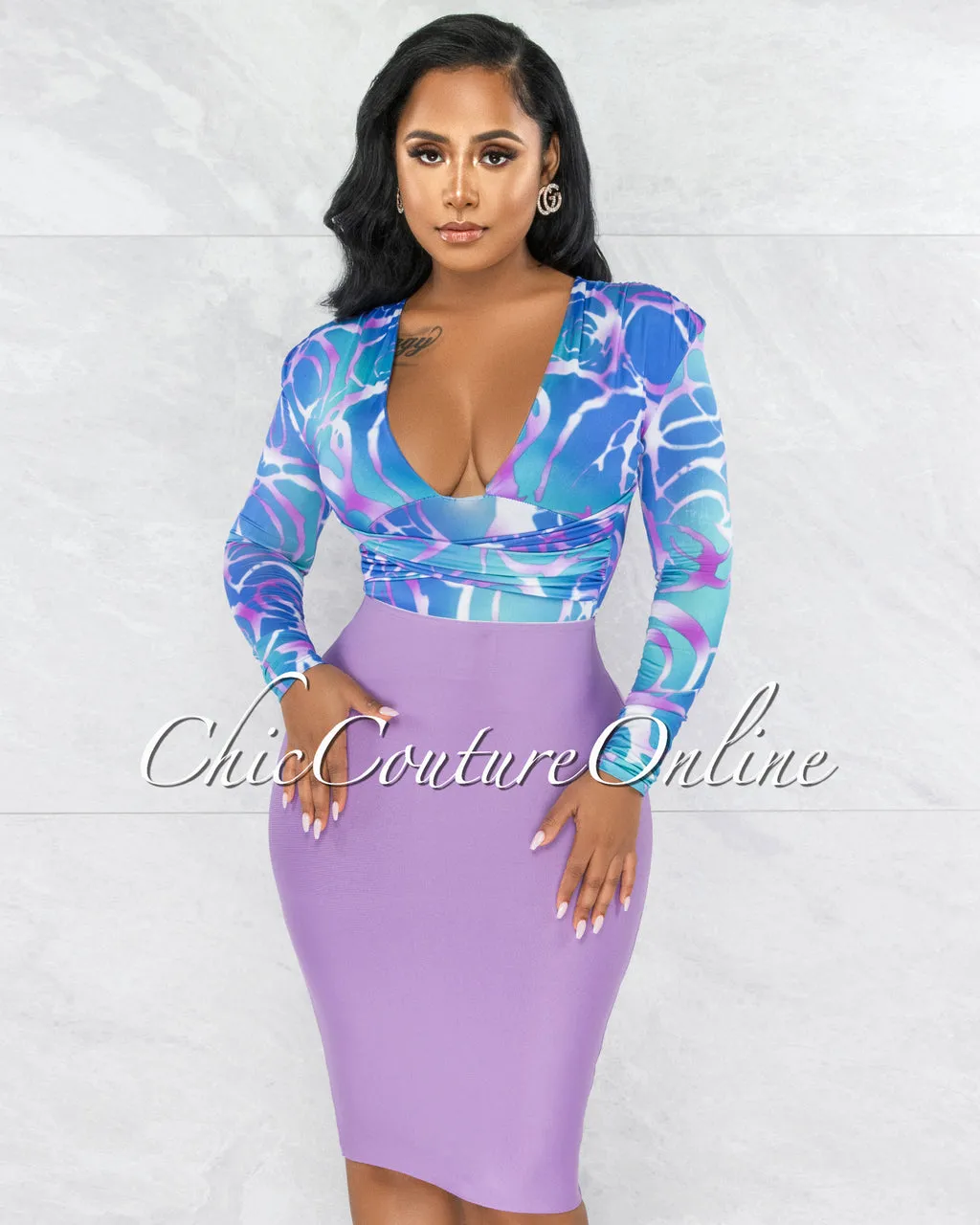 *Joseph Lavender Elastic Bandage Skirt sold by Chic Couture