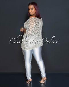 Dalia Silver Cover-Up Crochet Top sold by Chic Couture