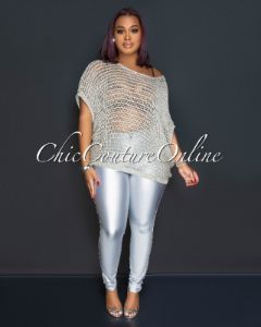 Dalia Silver Cover-Up Crochet Top sold by Chic Couture