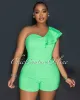 Mylie Green Sigle Ruffle Sleeve Crop Top & Shorts Set sold by Chic Couture
