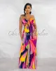 Benedicta Pink Multi-Color Print Bust Tie Strapless Jumpsuit sold by Chic Couture